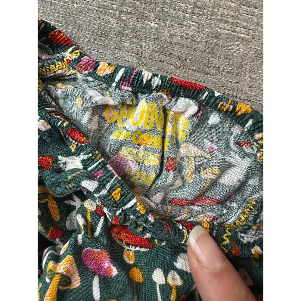 Osh Kosh Genuine Kids Green Colorful Mushroom Long Sleeve Flare Top 12 months